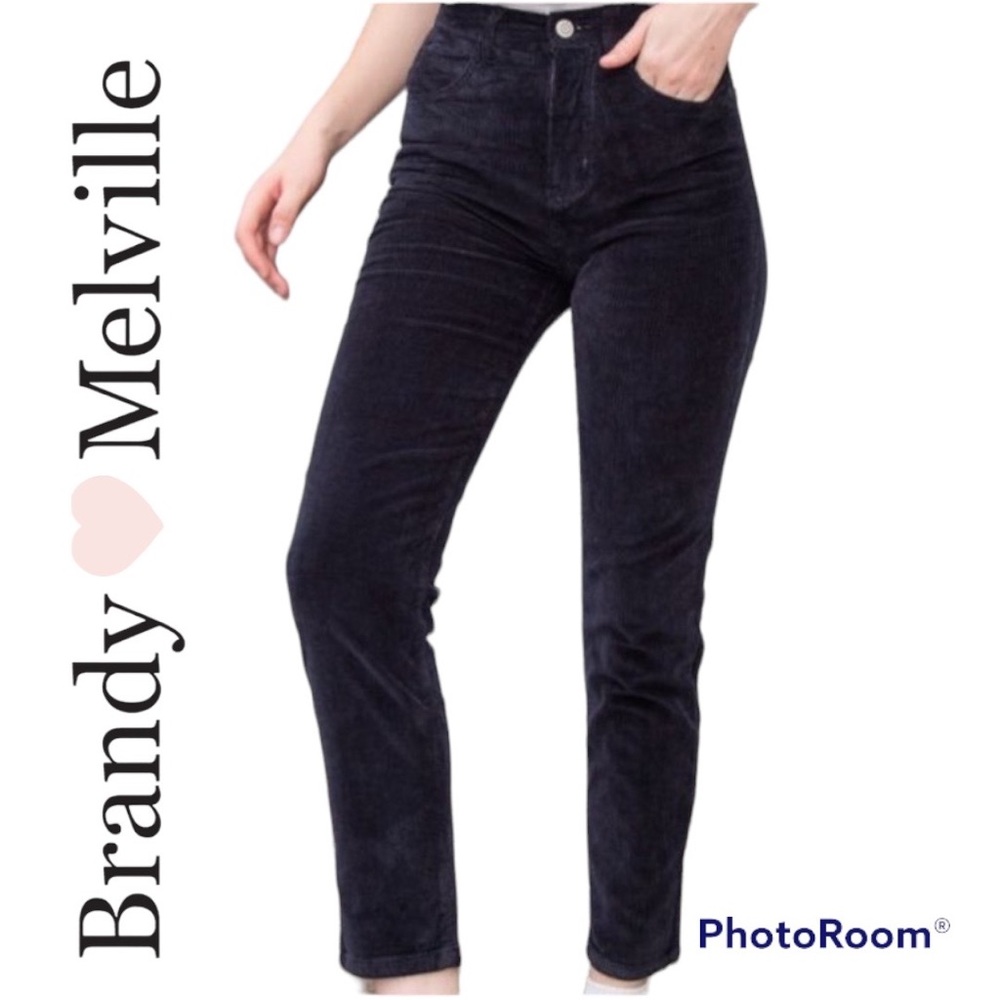 ✨Brandy Melville John Galt Blue Corduroy High Waisted Pants✨